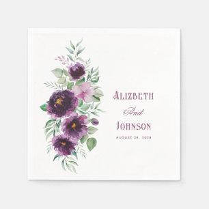 Staubig lila Landhaus-Rosen Hochzeitsservietten Serviette