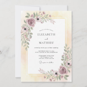 Staubig lila Laub Gedämpfte Eukalyptus-Hochzeit Einladung