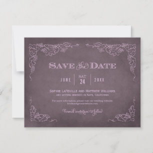 Staubig mauve Weinreben Weinberg Hochzeit Save The Date