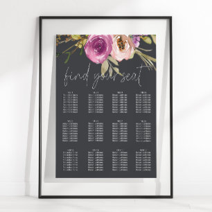 Staubig Rosa Lila Blumige Hochzeit Sitzordnung Poster