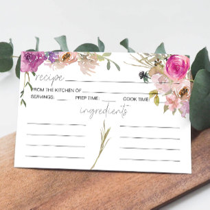 Staubig Rosa Lila Florales Hochzeitsrezeptkarte Mitteilungskarte
