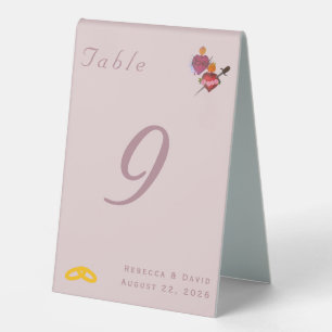 Staubig-Rosa Zwei Herzen Katholische Hochzeitstisc Tischaufsteller