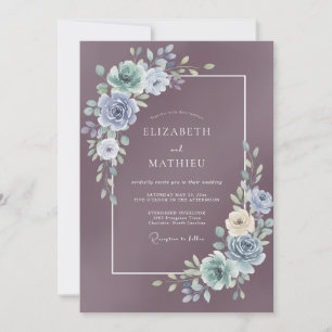 Staubige Amethyst-Ranunculus-Weich-Eukalyptus-Hoch Einladung