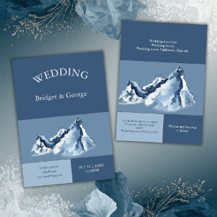 Staubige Blaue Berglandschaft Moderne Hochzeit Einladung