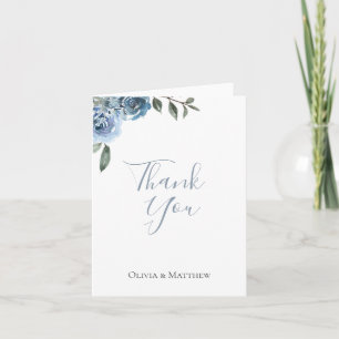 Staubige blaue botanische Hochzeit danken Ihnen Dankeskarte