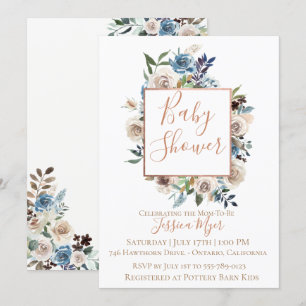 Staubige blaue SahneblumenBabyparty-Einladung Einladung