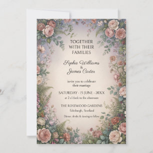 Staubige Blush-Rosengarten-Hochzeitseinladung Einladung