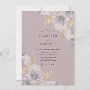 Staubige gedämpfte Malvenblüten-Hochzeit Einladung