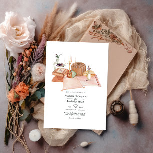 Staubige Herbst-Schrein-Boho-Hochzeit Einladung