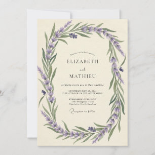 Staubige Lavendel-Aquarell-Hochzeit Einladung