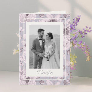Staubige Lavendel-Blumen-Hochzeitsfoto-Dankeskarte Einladung
