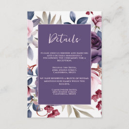 staubige lila Rose Hochzeit mit floralen Aquarelle Begleitkarte