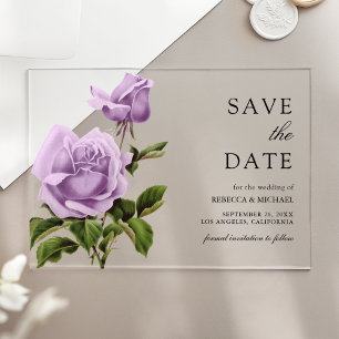 Staubige Lila-Rosen-Hochzeit - Merkt Euch den Term Acryleinladungen