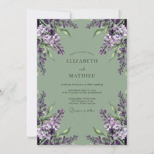 Staubige Lila Wildblumen-Hochzeit Einladung