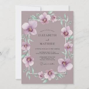 Staubige Malven-Orchideen-Hochzeit Einladung