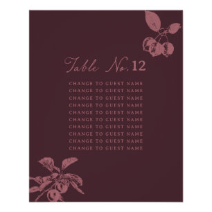 Staubige Mauve Blumen Hochzeitstisch Sitzordnung B Poster