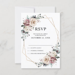 Staubige Mauve-Eukalyptus-Geometrie-Hochzeit RSVP Karte