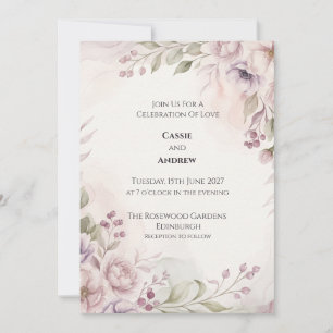 Staubige Mauve-Pfingstrose Anemone Hochzeit Einladung
