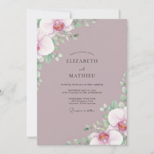 Staubige Mauve-Ranunculus-Eukalyptus-Hochzeit Einladung