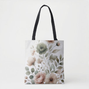 Staubige Olive- und rosa Aquarell-Blumenhochzeit Tasche