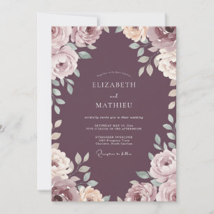 Staubige Pflaumen-Rosé-Hochzeit Einladung