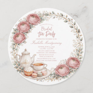Staubige Pink-Palette-Teeparty-Brautjunggesellinne Einladung
