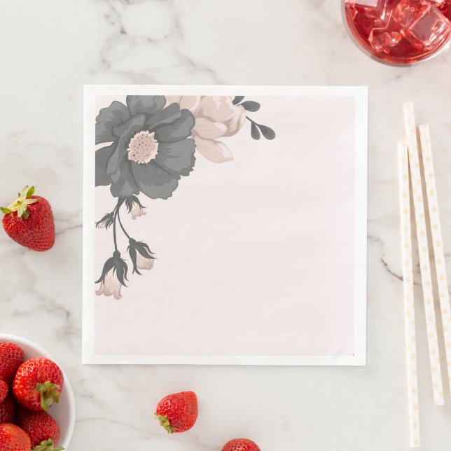 staubige, rosa graue Blume mit niedlichen Knospen  Serviette (Beispiel)