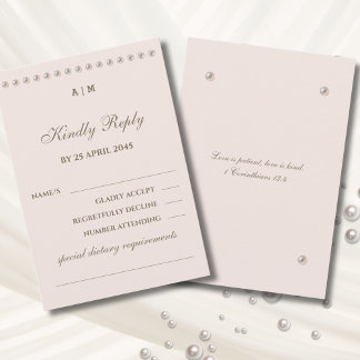 Staubige Rosa Perle Christliche Hochzeits-RSVP-Kar RSVP Karte