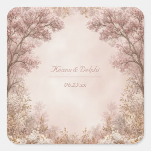 Staubige Rose Ätherischer Wald Bogen Hochzeit Quadratischer Aufkleber
