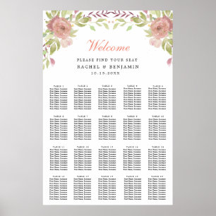staubige Rose Blume Aquarellfarben Hochzeitskarte Poster