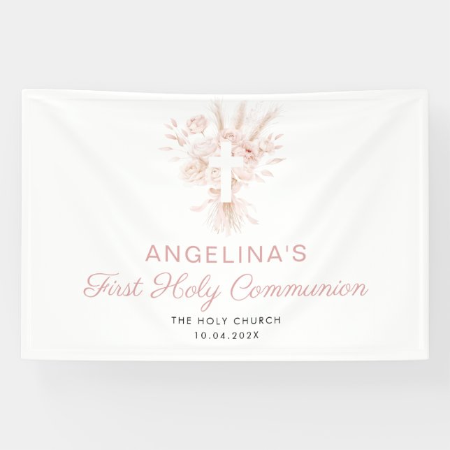 staubige Rose Blumenstrauß-Begrüßungszeichen Banner (Horizontal)
