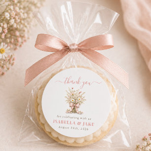 Staubige Rose Boho Floral Baby Shower Party Danke Runder Aufkleber