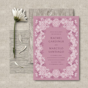 Staubige Rose Botanische Florale Hochzeit Einladung