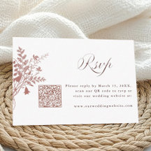 Staubige Rose Botanische Hochzeits-QR-Code-RSVP