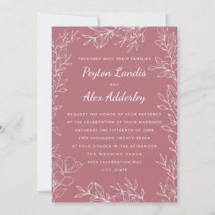 Staubige Rose Botanische Hochzeitseinladung Einladung