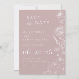 Staubige Rose Botanische Minimale Hochzeit Save th