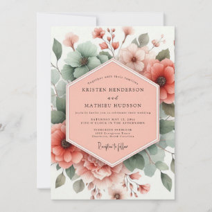Staubige Rose Botanische Romantische Hochzeit Einladung