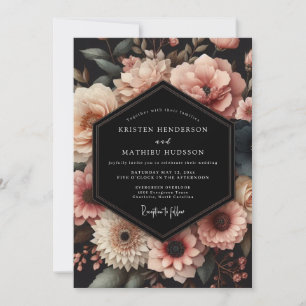 Staubige Rose Botanische Romantische Hochzeit Einladung