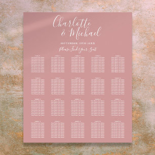 Staubige Rose Elegante Schrift Hochzeits-Sitzplan Poster