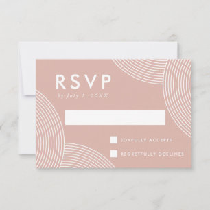 Staubige Rose Geometrischer Wirbel Hochzeit RSVP Karte