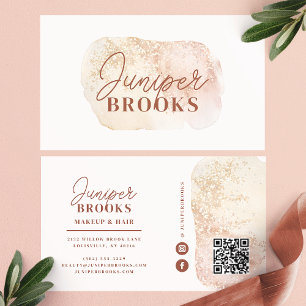 Staubige Rose Glitter Social Media QR Code Visitenkarte