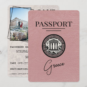 Staubige Rose Griechenland Reisepass Save-the-Date Save The Date