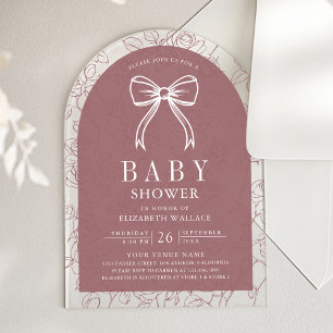 Staubige Rose Line Art Coquette Schleife Baby Show Acryleinladungen