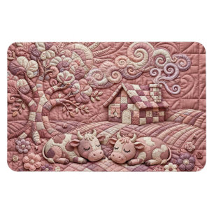 Staubige Rose Malerische Gewürfelte Kühe Patchwork Magnet