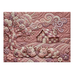 Staubige Rose Malerische Patchwork-Idylle Poster