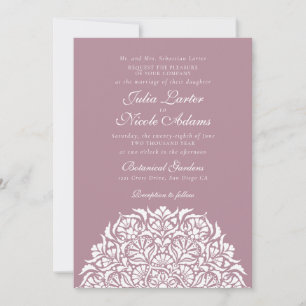 Staubige Rose Mauve Whimsical Floral Mandala Hochz Einladung