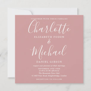 Staubige Rose Minimalistische Elegante Skript-Hoch Einladung