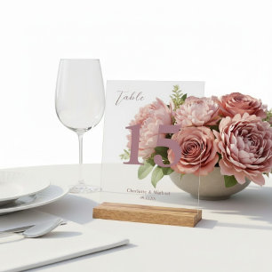 Staubige Rose Minimalistische Hochzeitstisch-Numme Acrylschild