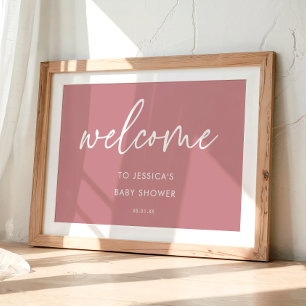 Staubige Rose Moderne Minimalistische Babyparty-Wi Poster