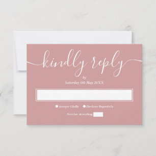 Staubige Rose Moderne Minimalistische Elegante Sch RSVP Karte